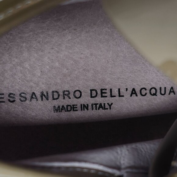 Alessandro Dell'Acqua Mens 9.5 White Tan Purple Patent Leather Fashion Sneakers - Picture 8 of 12